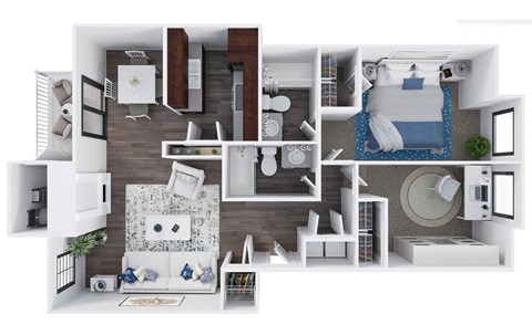 Ridgetop Apartments 3D Floor Plans - The Constance